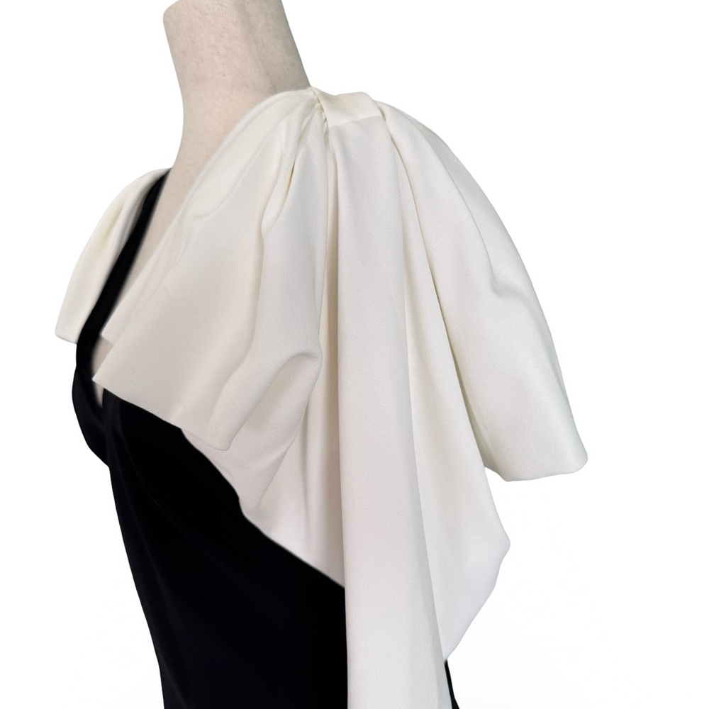 Tadashi Shoji Black/White Long Sleeve Dress Black Tie Gala Formal Holiday  sz M - Picture 6 of 14